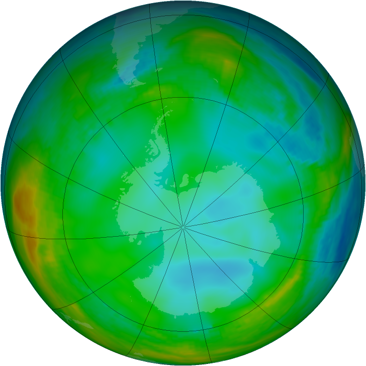 Antarctic ozone map for 01 July 1982